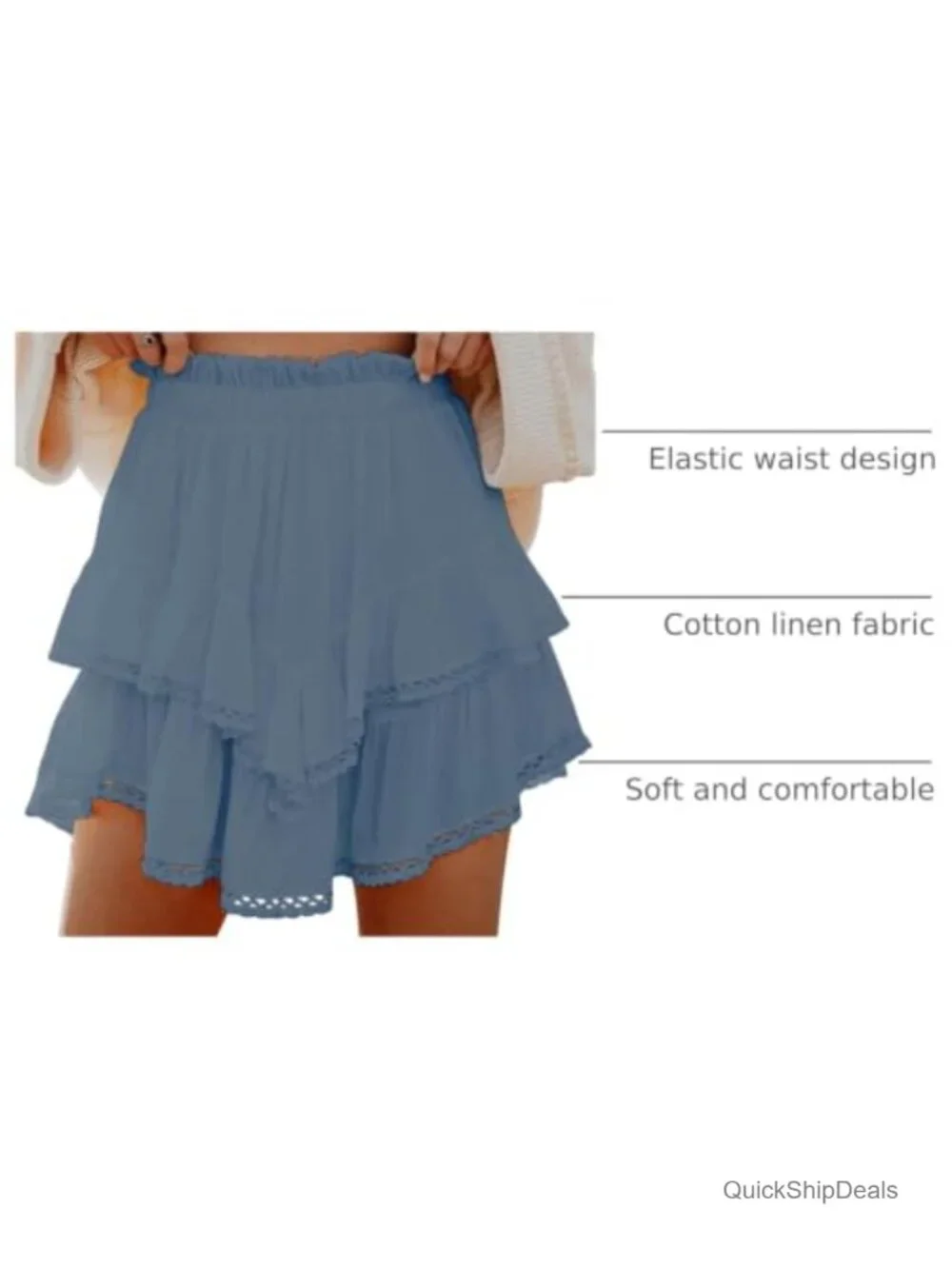 Flowy High Waist Ruffle Tiered Skorts for Women Golf Tennis Crochet Hem Shorts